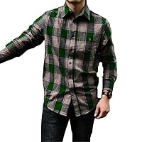 Men' Plaid Shirt Single Breasted Lapel Collar Pattern Long Sleeve Casual Slim Tops Shirts and Blouse Coat