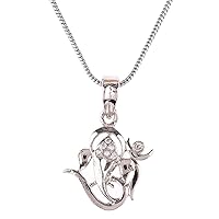 Efulgenz OM AUM Ohm Pendant Chain Necklace India Spiritual Good Luck CZ Jewelry Gift for Men Women (Chain Length:16 Inch)