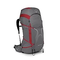 Osprey Eja Pro 55L Women's Backpacking Backpack, Dale Grey/Poinsettia Red, WXS/S