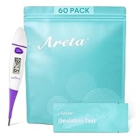 Areta 60 Ovulation Test Strips Kit: Accurate & Reliable for Women + Easy@Home Basal Body Thermometer: BBT for Fertility Prediction with Memory Recall