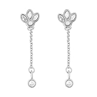 Flower-Shaped Drop Earrings for Women Made of Crystal-14k gold and Rhodium Plated-Hypoallergenic Earrings-Elegant and Shiny-Fashion Jewelry- Gifts for Mom-Anniversary-Couple-Graduation or Yourself
