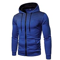 Mens Full Zip Hoodies 2023 Color Block Long Sleeve Casual Drawstring Sweatshirt Sport Outwear Jacket With Pockets