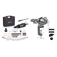 GOXAWEE Rotary Tool Kit 140pcs Accessories and Bench Vise Bundle