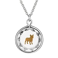 Engraved and Enameled Swarovski Crsytal French Bulldog Pendant/Necklace in Sterling Silver