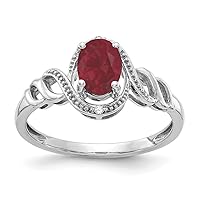 Sonia Jewels 10k White Gold Genuine Red Ruby Diamond Engagement Wedding Ring (.02 cttw.) (2mm)