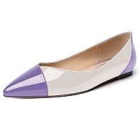Women's Dating Solid Pointed Toe Dress Patent Slip On Flats Shoes