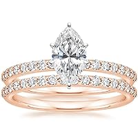 Marquise Moissanite Ring Set, 1CT Colorless, Sterling Silver, Eternity Band