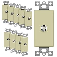 ENERLITES Coaxial Television Cable Jack Adapter Insert for Decorator Wall Plates, F-Type F81 Coupler Connector, Unbreakable Polycarbonate Thermoplastic, UL Listed, 6505-I-10PCS, Ivory (10 Pack)