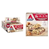 Atkins Chocolate Chip Granola Protein Meal Bar, High Fiber, 17g Protein, 12 Count and Chocolate Almond Caramel Bar, Keto-Friendly, Gluten Free with Real Almond Butter, 5 Count Bundle