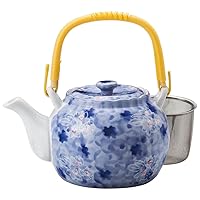 Yamashita Kogei 15029390 Teapot, Porcelain 1,070 cc, Dami Flower Garden No. 6 Earthenware Bottle, Tea Strainer Included