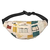 Mid Century Modern Print Fanny Packs for Women Men Crossbody Waist Bag Waterproof Belt Bag with Adjustable Strap