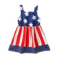 Independence 4-of-July Kids Toddler Star Striped Dress Baby Girls 1st Birthday American Flag Patriotic Sundress