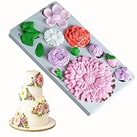 Flower and Leaf Chrysanthemum Roses Silicone Molds for DIY Fondant Candy Making Chocolate Mold Desserts Ice Cube Gum Clay Biscuit Plaster Resin Cupcake Topper Cake Decor Moulds