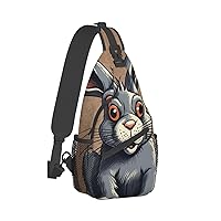 Sling Bag for Women Men Crossbody Bag Small Sling Backpack Surprised Rabbit Chest Bag Hiking Daypack