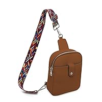 Brown Chest Bag Cycling Sling Bag Vegan Leather Fanny Packs Small Crossbody Chest Bags with 2 Straps for Travel Women Men