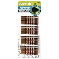 Conair Color Match, Bobby Pins with Slide-On Opener, Brunette, 1-Pack of 60-Pieces
