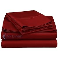 Hotel Quality 4-Piece Sheet Set with 9'' Deep Pocket Solid Pattern, Soft 800 Thread Count Egyptian Cotton (Cal-King, Burgundy)
