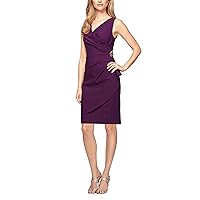 Alex Evenings Women's Slimming Short Ruched Dress with Ruffle(Petite and Regular)
