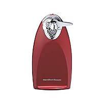 Hamilton Beach Electric Automatic Can Opener with Auto Shutoff, Knife Sharpener, Cord Storage, and SureCut Patented Technology, Extra-Tall, Red