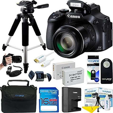 Canon PowerShot SX60 HS 16.1MP Digital Camera with 65x Optical Zoom and Built-in WiFi/ NFC + Expo Accessories Bundle
