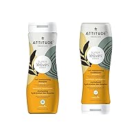 Bundle of ATTITUDE Hair Shampoo and Conditoner, EWG Verified, Plant- and Mineral-Based Ingredients, Vegan and Cruelty-free Beauty and Personal Care Products, Wavy and Curly, Sweet Tropical, 16 Fl Oz