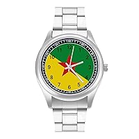 French Guiana Flag Classic Watches for Men Fashion Graphic Watch Easy to Read Gifts for Work Workout