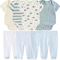 Baby Layette Set Baby Boys' 9-Piece Bodysuits Pants Set Toddler Girl Boy Unisex Baby Gift Sets