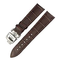 20mm 21mm Cowhide Watchband Fit for Jaeger-LeCoultre Master Watch Strap Soft Black Brown Blue Leather Bracelets Folding Buckle (Color : Brown, Size : 20mm)