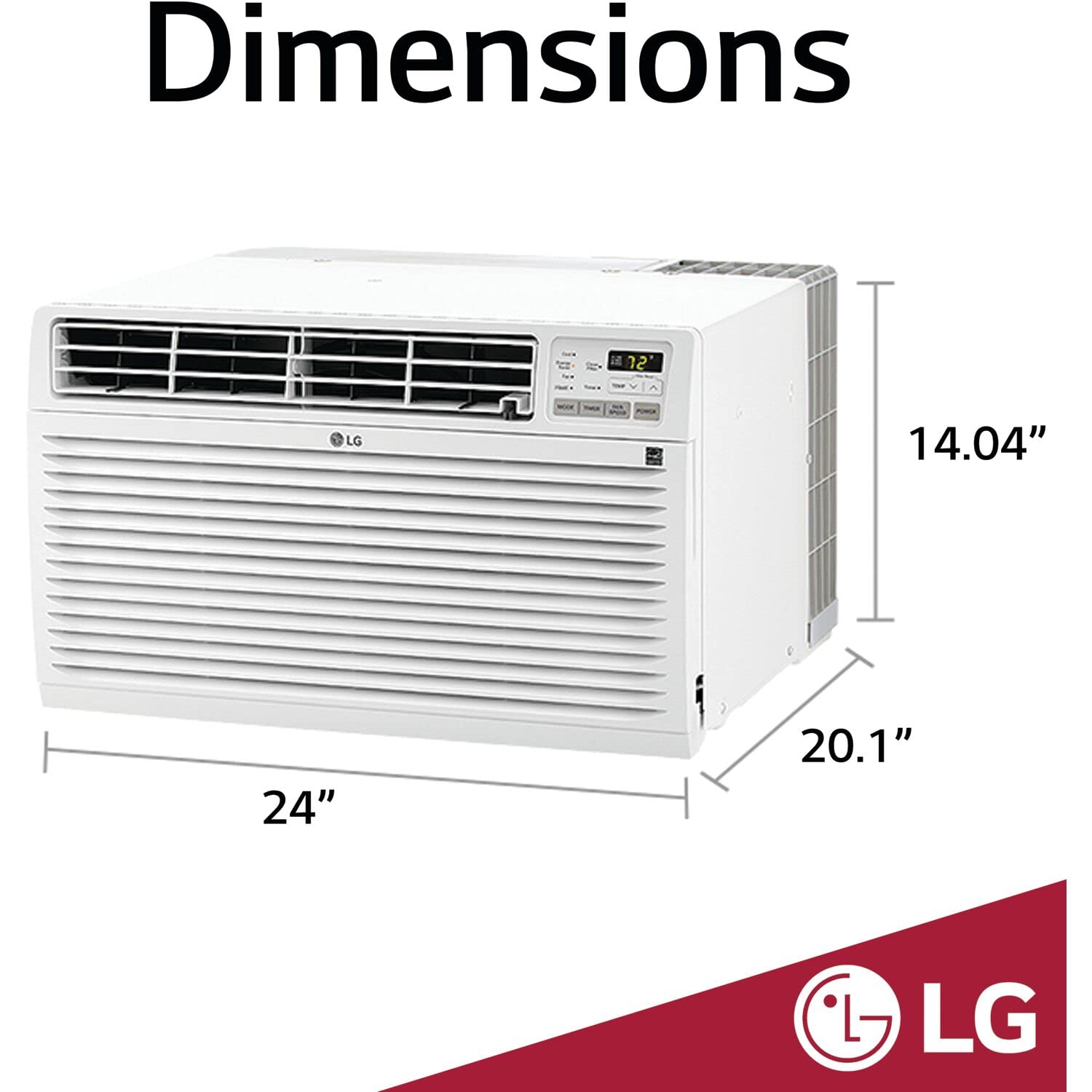 LG 11,800 BTU Through-the-Wall Air Conditioner with Remote, Cools up to 530 Sq. Ft., ENERGY STAR®, 3 Cool & Fan Speeds, Universal design fits most sleeves, 115V