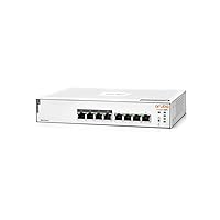 HPE Networking Instant On Switch Series 1830 8-Port Gb Smart-Managed Layer 2 Ethernet Switch with PoE | 8X 1G | 4X CL4 PoE (65W) | Fan-Less | US Cord (JL811A#ABA)