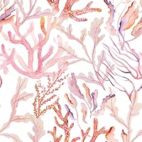 Tempaper Rose Pink Coral Reef Removable Peel and Stick Wallpaper, 20.5 in X 16.5 ft, Made in The USA