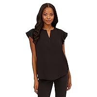 Adrianna Papell Women's Solid Woven Airflow Flutter Sleeve Top