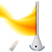 Westinghouse Electric Fan 40 Inches 2-in-1 Digital Bladeless With Heater - Crafted With 80° Oscillating Function, 1-9 Air Speed, 45° Tipping Automatic Power Off, Touch-Sensitive Control, 26W (White)