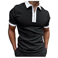 Mens Athletic Golf Polo Shirts Short Sleeve Quarter Zip Striped Shirts Slim Fit Sports Jersey Baseball Tee Shirts