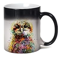 Owl Color Changing Mug Forest Bird Painting Ceramic Coffee Tea Milk Cup
