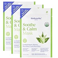 BioRepublic Soothe & Calm Organic Facial Sheet Mask | Hydrates, Brightens, & Nourishes Skin | Organic Biocellulose Masks for a Soothing Facial Experience (3)