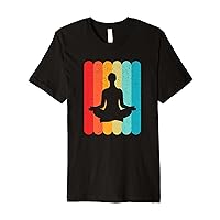 Meditation Silhouette Retro Vintage Lines 70s 80s Distressed Premium T-Shirt