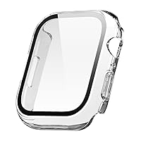 elago Compatible with Apple Watch Series 9, 8, 7 Screen Protector, Clear Shield, Compatible with iWatch 45mm 41mm, Protection, Hard PC + Tempered Glass, Full Access, Charge Directly (45mm, Clear)