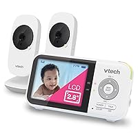 VTech VM819-2 Baby Monitor, 2.8” Screen, 2 Cameras, 1000ft Range, Night Vision, 2-Way Audio, Temperature Sensor, Lullabies, Secured Transmission No WiFi