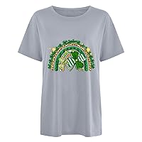 St. Patricks Day Shirt for Women Love Shamrock Printed Shirt Lucky Tee Cute Leave T-Shirt Causal Short Sleeve Tee Tops