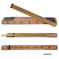 WR1818X Wood Ruler with Brass Extender, 5/8-Inch by 6-Foot