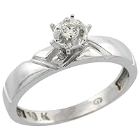 Sterling Silver Diamond Engagement Ring Rhodium Finish, 5/32 inch Wide