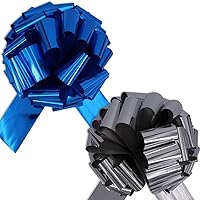 12 inch Bows -1 Metallic Blue Large Gift Bow, 1 Metallic Silver Big Bow for Presents - Practical and Stylish - Large Bow Ideal for Special Occasions - Arrive Flat