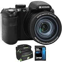 Kodak PIXPRO AZ425-BK 20.7 Megapixel Bridge Camera - Black Bundle with Lexar 32GB High-Performance 800x Memory Card (Blue Series) + Deco Gear Camera Bag for DSLR and Mirrorless Cameras (Small)
