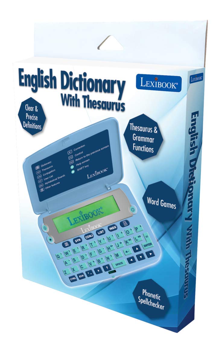 LEXiBOOK D650EN The English Dictionary, Definitions, Thesaurus, Grammar, Phonetic Spellchecker, with Battery, Blue/Grey
