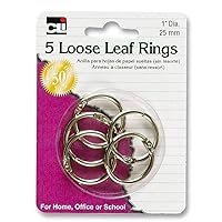 Charles Leonard Loose Leaf Rings with Snap Closure, Nickel Plated, 1 Inch Diameter, 5-Pack (65016),Silver