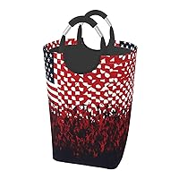 Laundry Basket Freestanding Laundry Hamper Flag and crowd Collapsible Clothes Baskets Waterproof Tall Dirty Clothes Hamper for Dorm Bathroom Laundry Room Storage Washing Bin