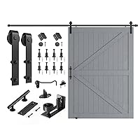 SMARTSTANDARD 60in x 84in Sliding Barn Door with 10ft Barn Door Hardware Kit Included, Unfinished Solid Spruce Wood Door, Assembly Required, DIY, Stainable, Grey