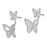 925 Sterling Silver Cubic Zirconia CZ Butterfly Earrings