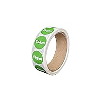 Vegan Food Labeling Stickers, 1 Inch Round [500 Labels per Roll]
